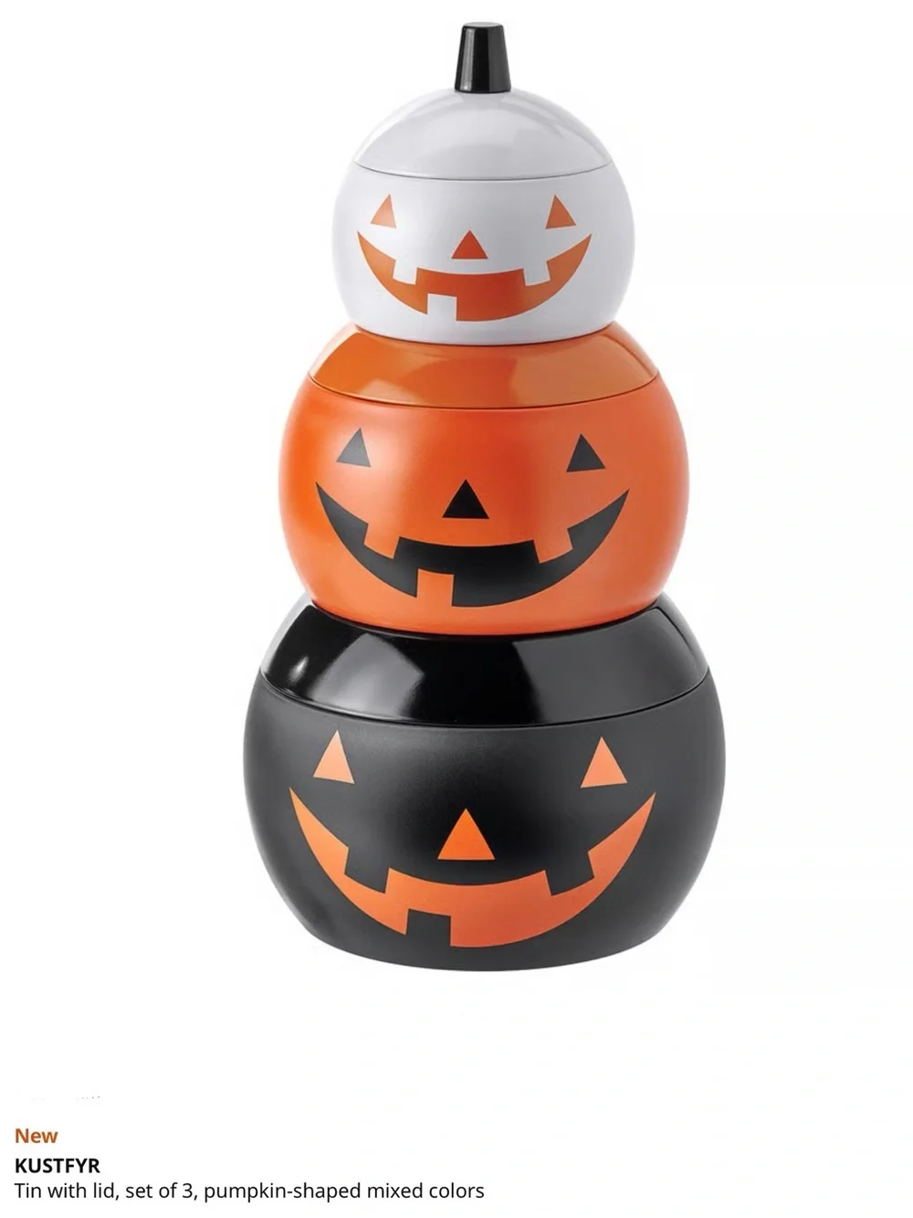 Pumpkin Storage Tins - White, Orange, Black